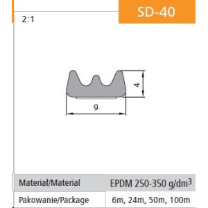 Ajtó-ablak tömítő profil "E" barna 1-3,5 mm rések tömítéséhez 6 m