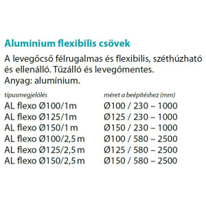 Haco Szellőzőcső alu flexibilis 100mm/1m HACO ALF100/1
