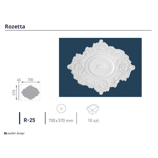 Marbet Rozetta R-25  Expandált EPS  700 mm x 570 mm x 46 mm