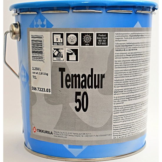 Temadur50 színtelen selyem 2,25l 2K PU átvonóbevonat TCL A komp.Tikkurila Coatin
