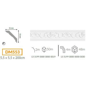 Vidella díszléc mintás XPS DM 553  55*55mm*2m