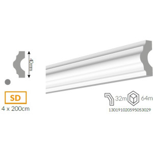 Vidella Kemény polimer bordürléc  SD  40mm/2m